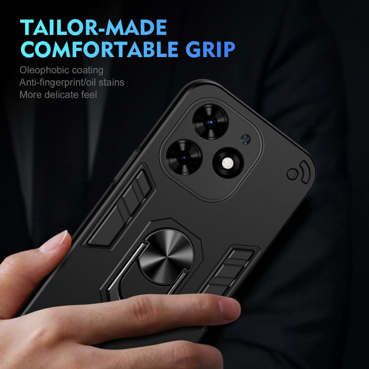 For Tecno Spark Go 2024 Shockproof Metal Ring Holder Phone Case(Black)