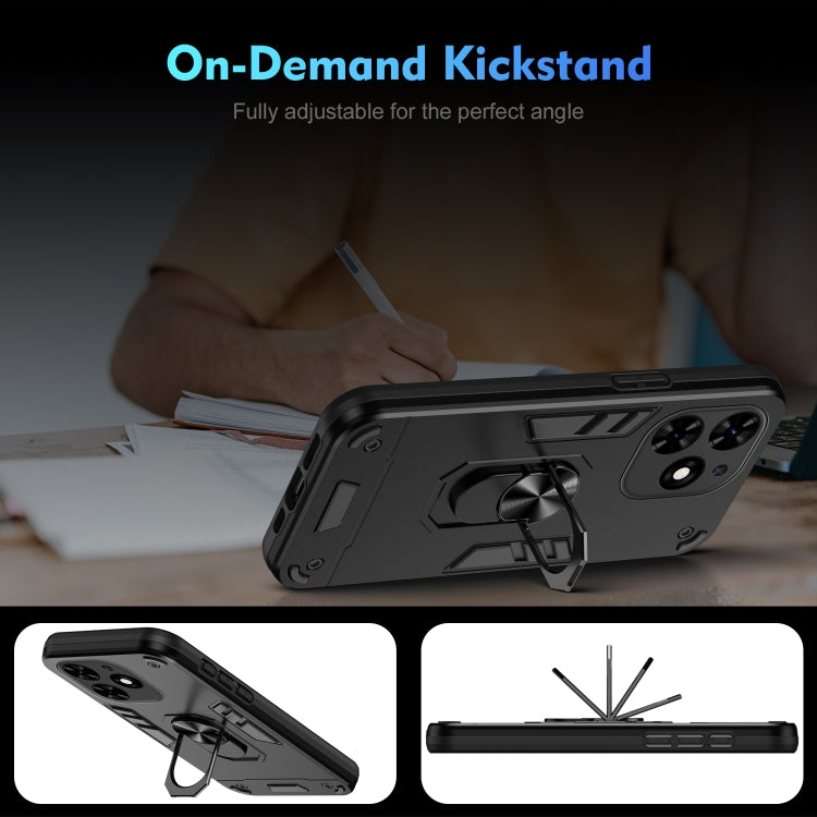 For Tecno Spark Go 2024 Shockproof Metal Ring Holder Phone Case(Black)