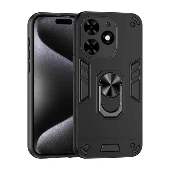For Tecno Spark Go 2024 Shockproof Metal Ring Holder Phone Case(Black)
