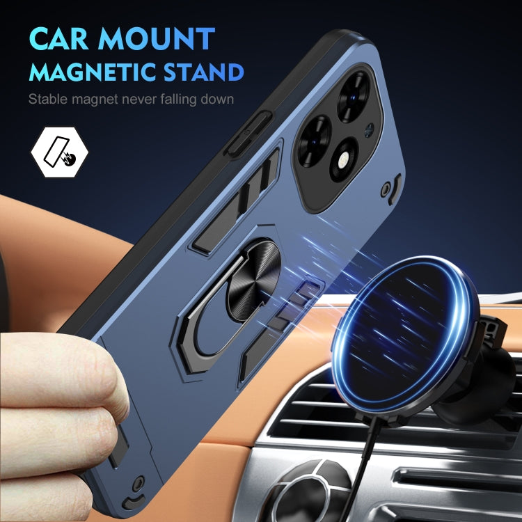 For Tecno Spark Go 2024 Shockproof Metal Ring Holder Phone Case(Blue)
