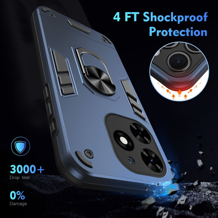 For Tecno Spark Go 2024 Shockproof Metal Ring Holder Phone Case(Blue)