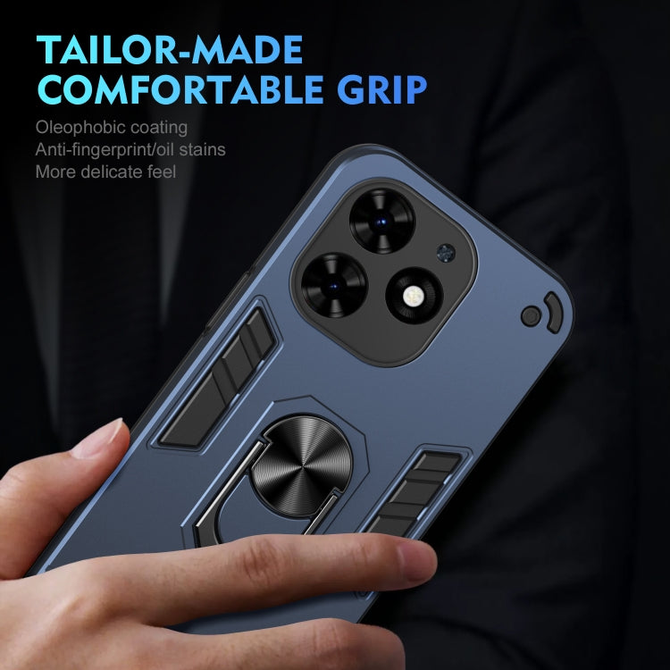 For Tecno Spark Go 2024 Shockproof Metal Ring Holder Phone Case(Blue)