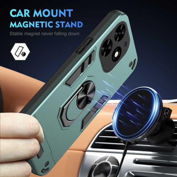 For Tecno Spark Go 2024 Shockproof Metal Ring Holder Phone Case(Green)
