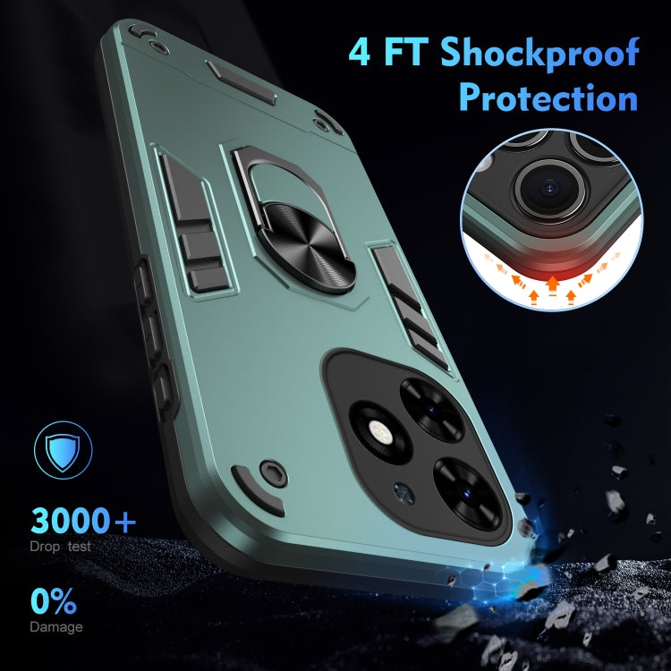 For Tecno Spark Go 2024 Shockproof Metal Ring Holder Phone Case(Green)