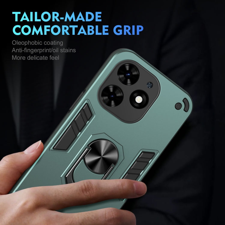 For Tecno Spark Go 2024 Shockproof Metal Ring Holder Phone Case(Green)