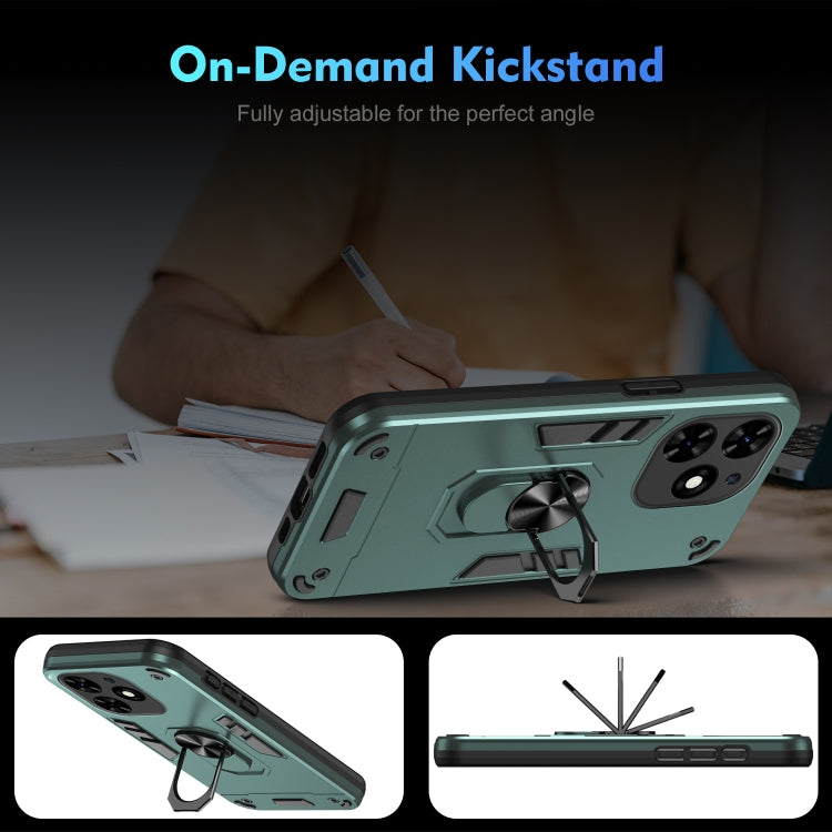 For Tecno Spark Go 2024 Shockproof Metal Ring Holder Phone Case(Green)