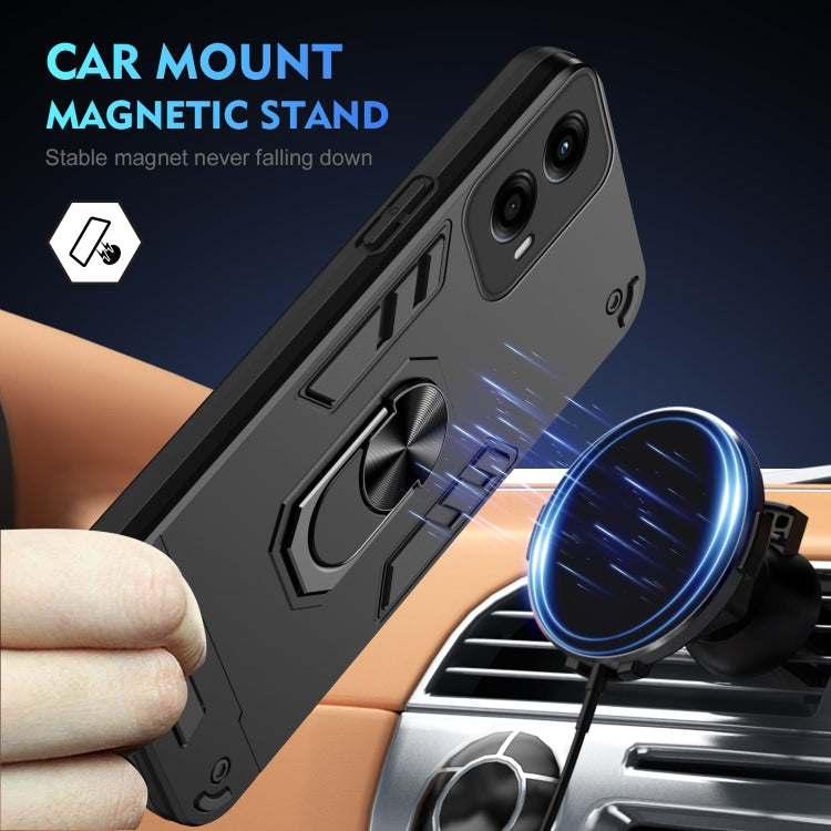 For Motorola Moto G Stylus 5G 2024 Shockproof Metal Ring Holder Phone Case(Black)
