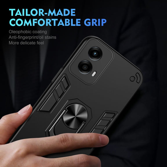 For Motorola Moto G Stylus 5G 2024 Shockproof Metal Ring Holder Phone Case(Black)