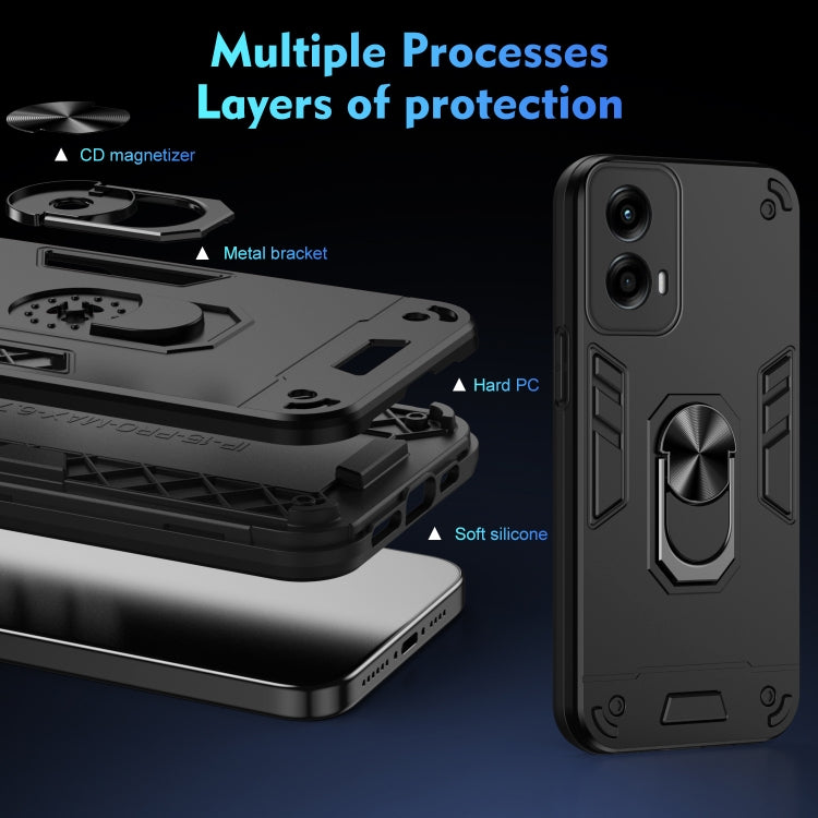 For Motorola Moto G Stylus 5G 2024 Shockproof Metal Ring Holder Phone Case(Black)