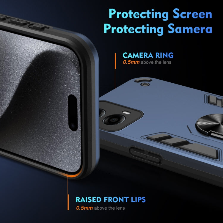 For Motorola Moto G Stylus 5G 2024 Shockproof Metal Ring Holder Phone Case(Blue)