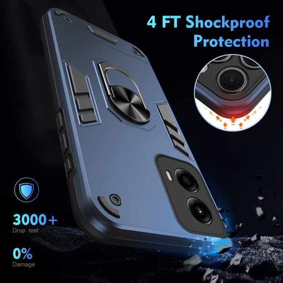 For Motorola Moto G Stylus 5G 2024 Shockproof Metal Ring Holder Phone Case(Blue)