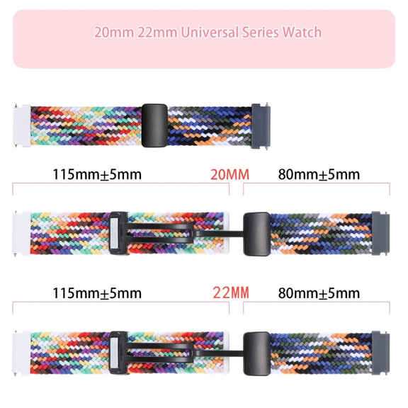 20mm Two-color Magnetic Braided Nylon Watch Band(Starlight Red)