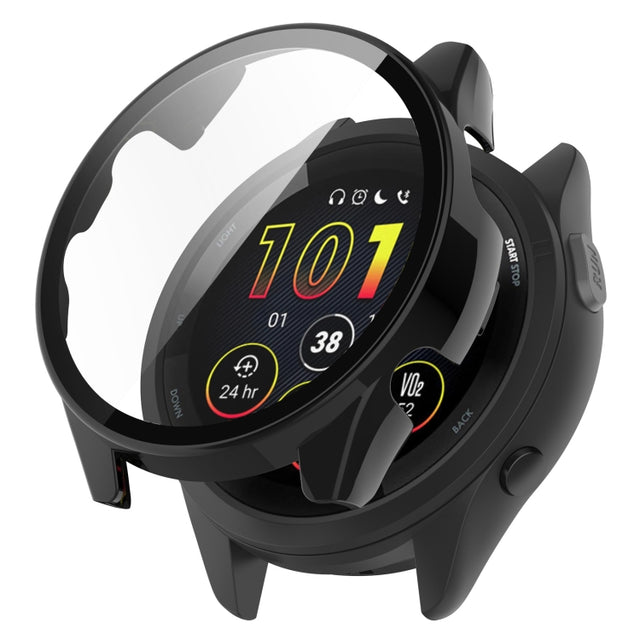 For Garmin Forerunner 165 / 165 Music PC + Tempered Film Integrated Watch Protective Case(Black)