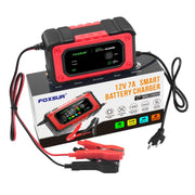 FOXSUR 7A 12V Car / Motorcycle Smart Battery Charger, Plug Type:UK Plug(Red)