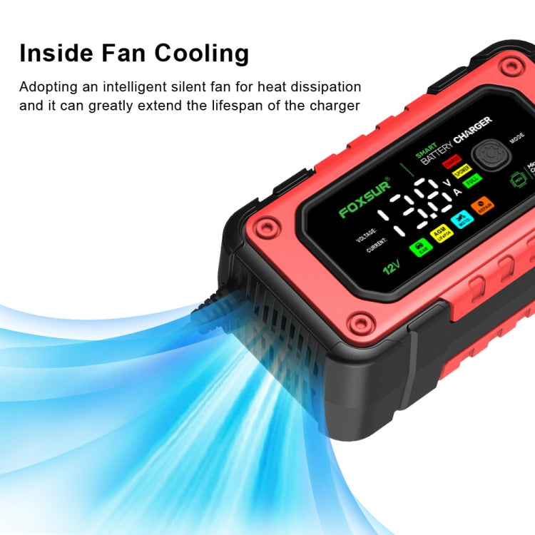 FOXSUR 7A 12V Car / Motorcycle Smart Battery Charger, Plug Type:UK Plug(Red)