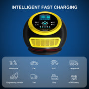 FOXSUR 20A 12V 24V Car / Motorcycle Smart Battery Charger, Plug Type:US Plug(Yellow)