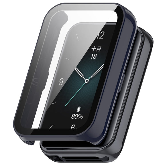 For Honor Band 9 PC + Tempered Film Integrated Watch Protective Case(Ink Blue)