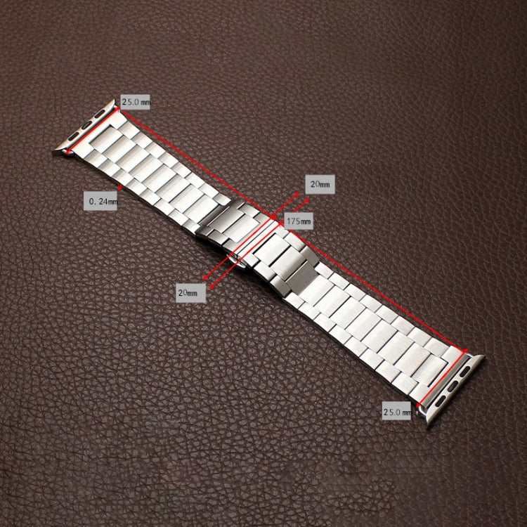 For Apple Watch SE 40mm Three-bead Butterfly Buckle Metal Watch Band(Silver Black)