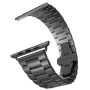 For Apple Watch SE 40mm Three-bead Butterfly Buckle Metal Watch Band(Silver Black)