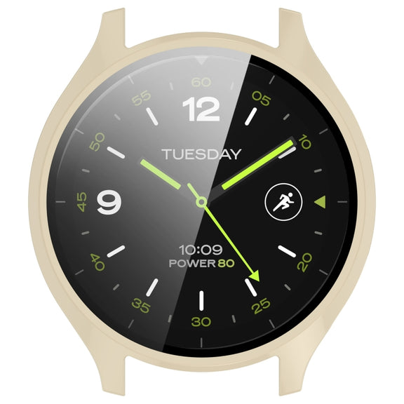 For Xiaomi Watch 2 PC + Tempered Film Integrated Watch Protective Case(Ivory White)