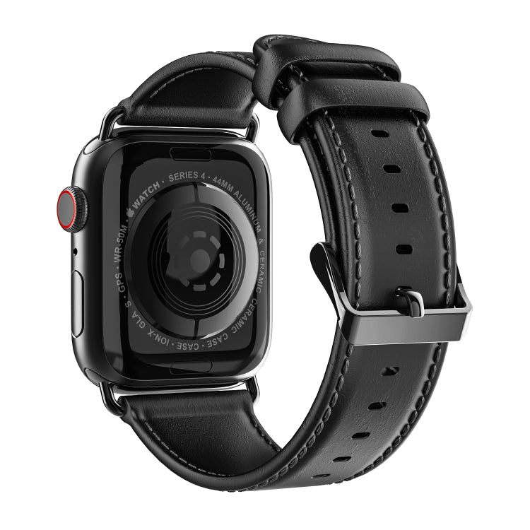 For Apple Watch Ultra 49mm DUX DUCIS Business Genuine Leather Watch Strap(Black)