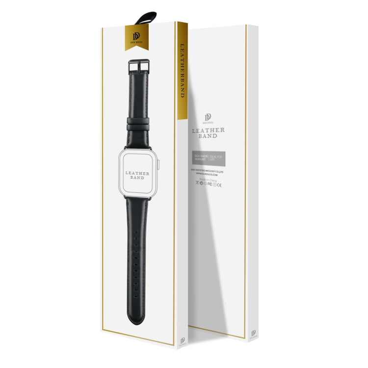 For Apple Watch Ultra 49mm DUX DUCIS Business Genuine Leather Watch Strap(Black)