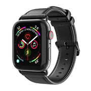 For Apple Watch SE 2022 40mm DUX DUCIS Business Genuine Leather Watch Strap(Black)