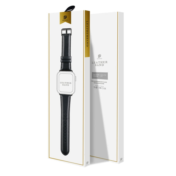 For Apple Watch SE 2022 40mm DUX DUCIS Business Genuine Leather Watch Strap(Black)