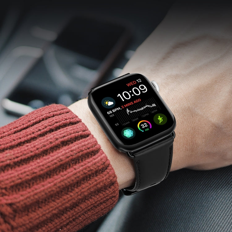 For Apple Watch Series 2 42mm DUX DUCIS Business Genuine Leather Watch Strap(Black)