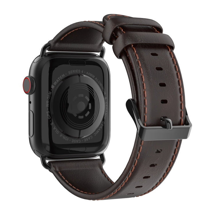 For Apple Watch Series 2 42mm DUX DUCIS Business Genuine Leather Watch Strap(Coffee)