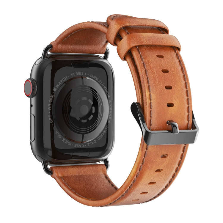 For Apple Watch Series 2 38mm DUX DUCIS Business Genuine Leather Watch Strap(Khaki)