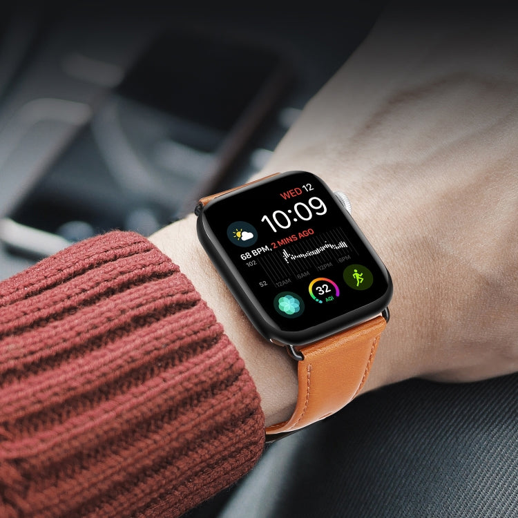 For Apple Watch Series 2 38mm DUX DUCIS Business Genuine Leather Watch Strap(Khaki)