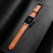 For Apple Watch Series 10 46mm DUX DUCIS Business Genuine Leather Watch Strap(Khaki)