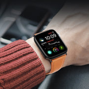 For Apple Watch Series 10 46mm DUX DUCIS Business Genuine Leather Watch Strap(Khaki)