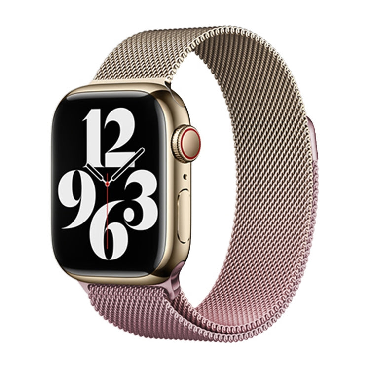 For Apple Watch Series 5 40mm Milan Gradient Loop Magnetic Buckle Watch Band(Gold Light Pink)