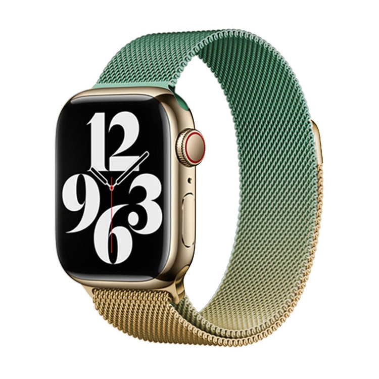 For Apple Watch Series 3 38mm Milan Gradient Loop Magnetic Buckle Watch Band(Gold Violet)