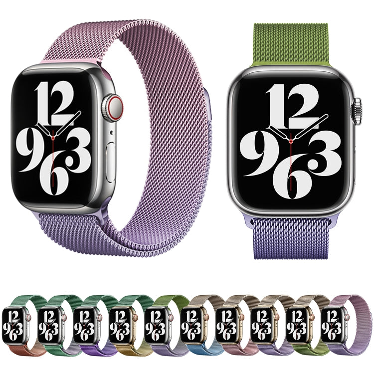 For Apple Watch Series 3 38mm Milan Gradient Loop Magnetic Buckle Watch Band(Gold Blue)