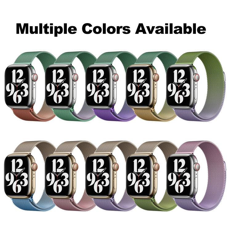 For Apple Watch Series 2 42mm Milan Gradient Loop Magnetic Buckle Watch Band(Gold Violet)