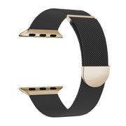 For Apple Watch Ultra 49mm Two Color Milanese Loop Magnetic Watch Band(Black Gold)