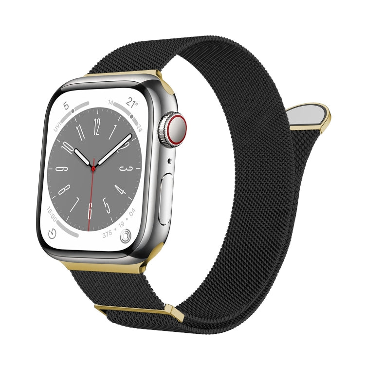 For Apple Watch SE 44mm Two Color Milanese Loop Magnetic Watch Band(Black Gold)