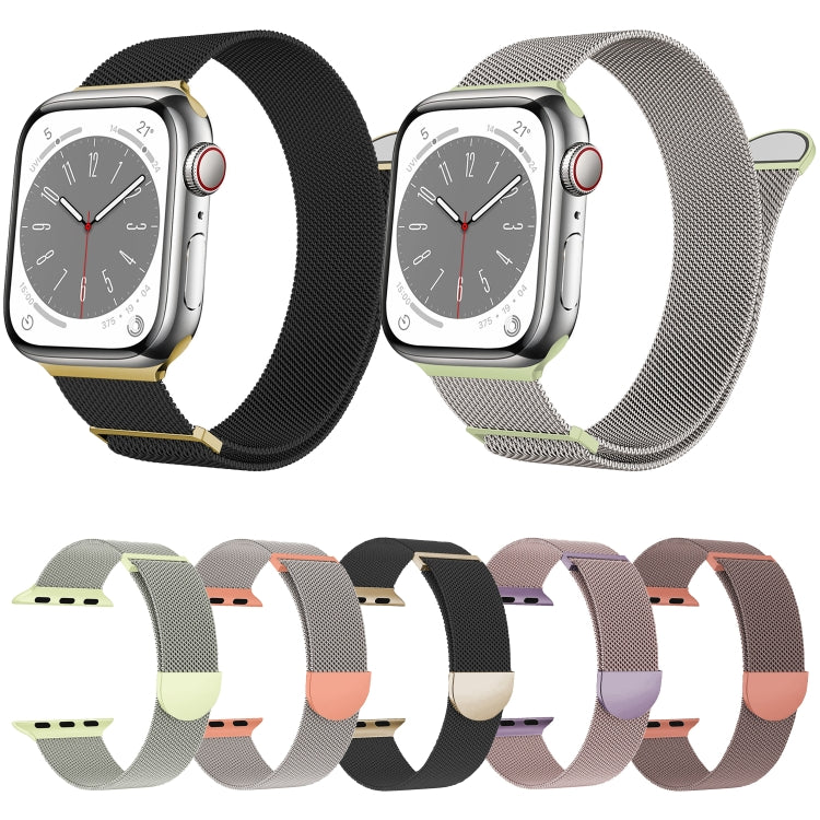 For Apple Watch Ultra 49mm Two Color Milanese Loop Magnetic Watch Band(Pink Orange)