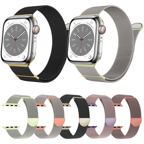 For Apple Watch 38mm Two Color Milanese Loop Magnetic Watch Band(Pink Purple)