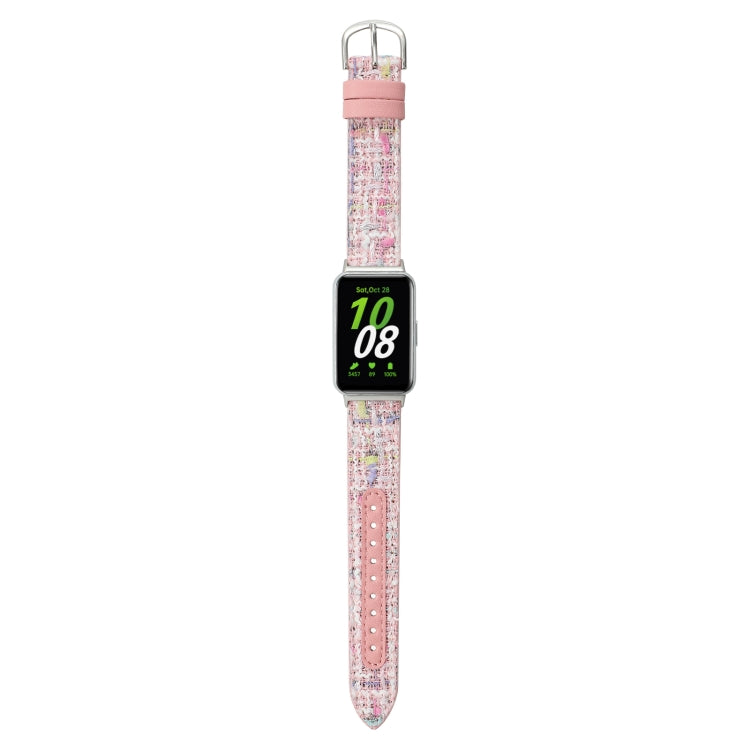 For Samsung Galaxy Fit 3 Woolen Leather Watch Band(Pink)