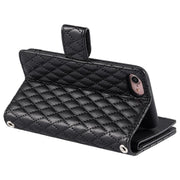 For iPhone 16e Glitter Lattice Zipper Wallet Leather Phone Case(Black)