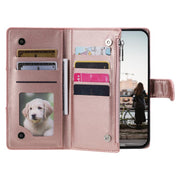 For iPhone 16e Glitter Lattice Zipper Wallet Leather Phone Case(Rose Gold)