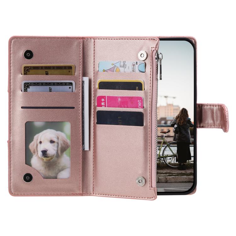 For iPhone 16e Glitter Lattice Zipper Wallet Leather Phone Case(Rose Gold)