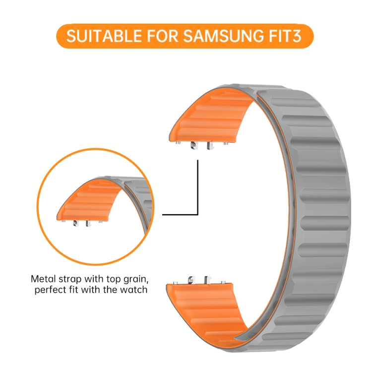 For Samsung Galaxy Fit 3 Two Color Magnetic Silicone Watch Band(Black Yellow)