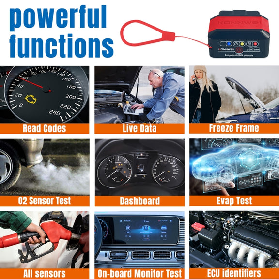 KONNWEI KW905 Bluetooth 5.0 Car OBD2 Scanner Support Android & iOS(Black Red)