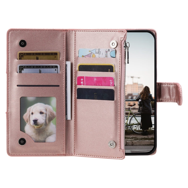 For Google Pixel 7a Glitter Lattice Zipper Wallet Leather Phone Case(Rose Gold)