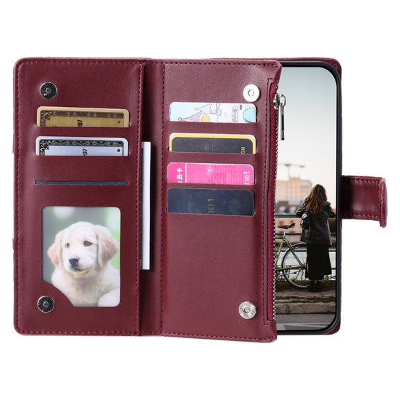For Google Pixel 7 Pro 5G Glitter Lattice Zipper Wallet Leather Phone Case(Wine Red)
